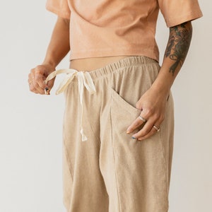 Hemp Lounge Pant, Genderless Clothing, Plant dyed Sweat Pants, Tan Pocket Pants image 7