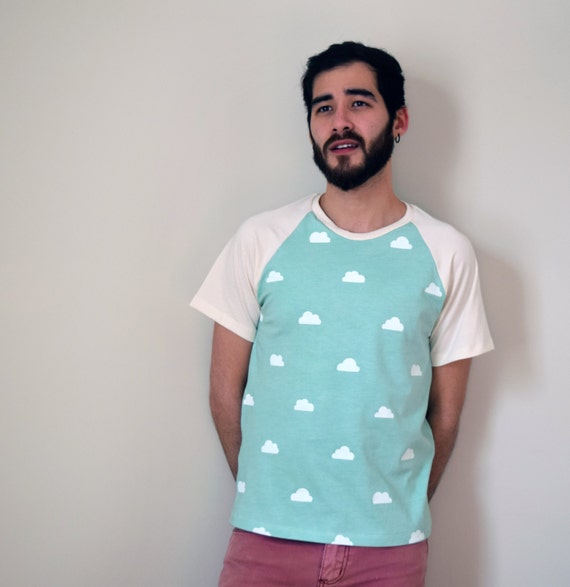 Baseball Style Shirt Cloud TShirt Organic Pattern Shirt Etsy