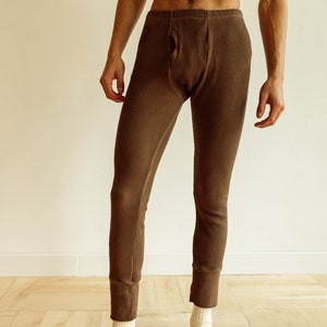 Organic Long Underwear, Brown Long Johns, Mens & Womens Thermal Underwear, Unisex Winter Underwear image 4