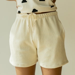 Ribbed Hemp Short, Organic Genderless Clothing, Plant dyed Pocket Shorts, Natural Tie Pant image 5