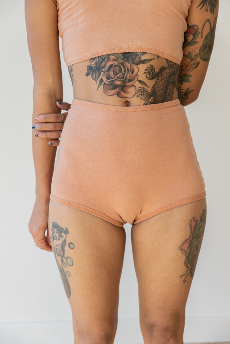 Hemp Blend Underwear, High-Waisted Briefs, Clay Undies, Organic Cotton Blend 