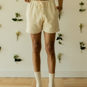 Ribbed Hemp Short, Organic Genderless Clothing, Plant dyed Pocket Shorts, Natural Tie Pant image 3