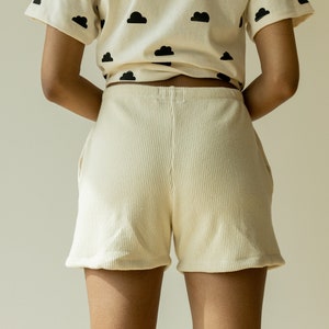Ribbed Hemp Short, Organic Genderless Clothing, Plant dyed Pocket Shorts, Natural Tie Pant image 7