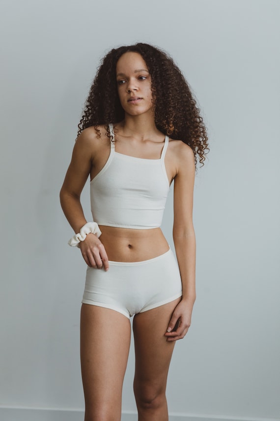 Hemp Blend Underwear, High-waisted or Mid-rise Briefs, Natural White Undies,  Organic Cotton Blend 