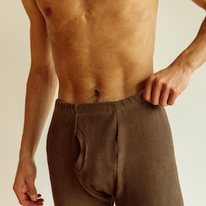 Organic Long Underwear, Brown Long Johns, Mens & Womens Thermal Underwear, Unisex Winter Underwear image 6