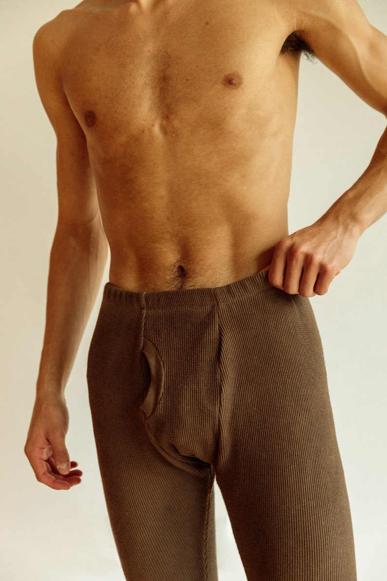 Organic Long Underwear, Brown Long Johns, Mens & Womens Thermal Underwear, Unisex Winter Underwear image 6
