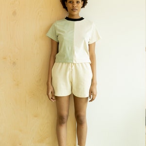 Ribbed Hemp Short, Organic Genderless Clothing, Plant dyed Pocket Shorts, Natural Tie Pant image 10