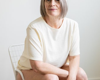 Hemp Box Tee, Natural Cream Shirt, Hemp & Cotton Blend T-Shirt