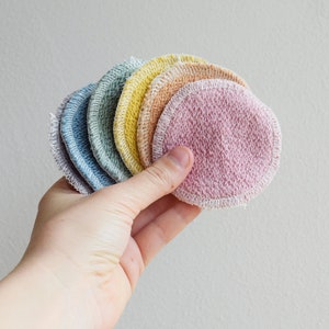 Organic Rainbow Facial Rounds, Set of 6 or 12, Plant Dyed Terry Cloths, Zero Waste Makeup Remover