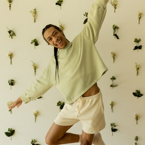 Ribbed Hemp Short, Organic Genderless Clothing, Plant dyed Pocket Shorts, Natural Tie Pant image 4