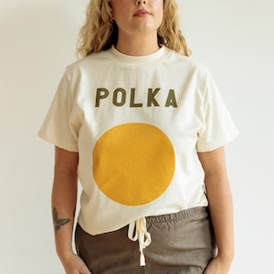 T-shirt a pois, maglietta in cotone biologico, camicia senza genere con top a scatola