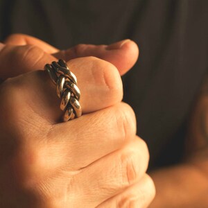 Statement men&#39;s ring, Heavy ring, Men silver ring, Male ring. Men modern ring, Braided ring, Alternative wedding band for men. Silver ring.