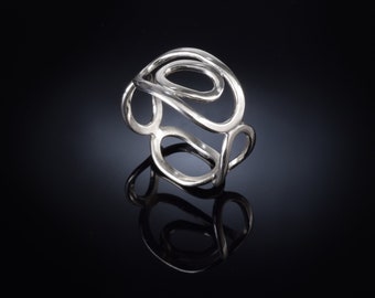 Women's silver ring, Sterling silver ring, Open circles ring, Modern ring, Geometric ring, Minimalist ring, Delicate ring, Boho ring