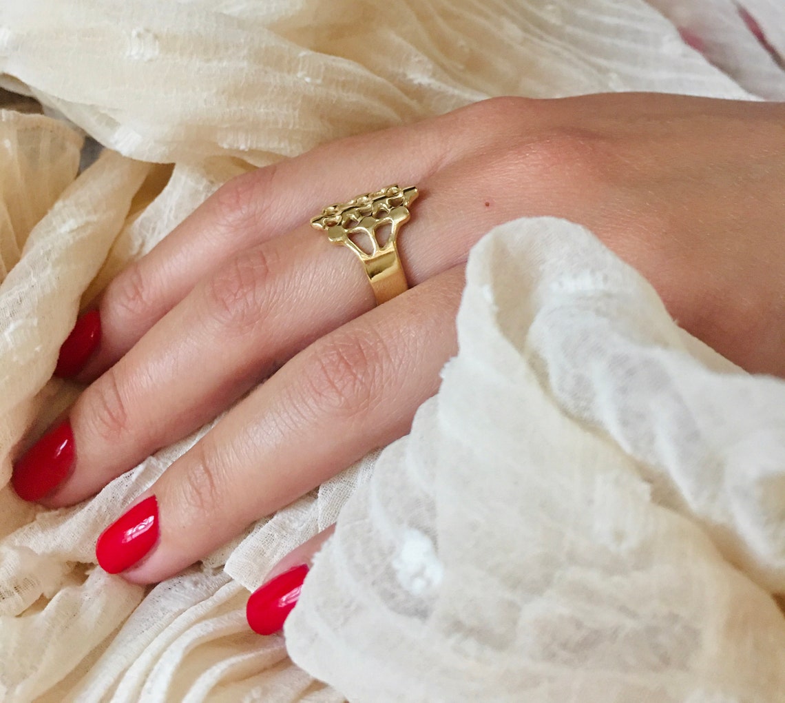 Gold Ring Women Unique gold ring women Gold filigree ring Etsy