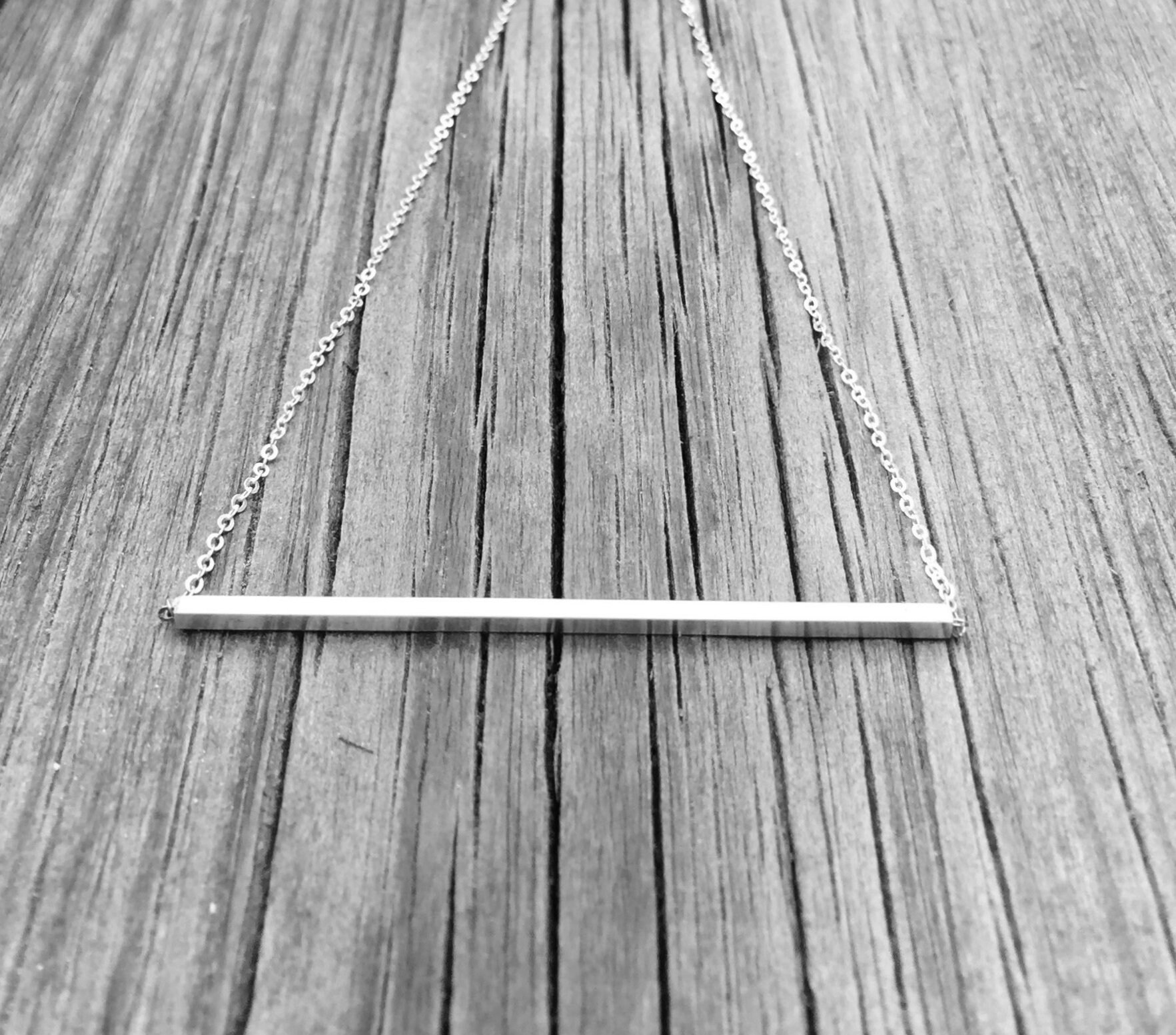 Long Bar Necklace Sterling Silver Bar necklace Bar Necklace Etsy