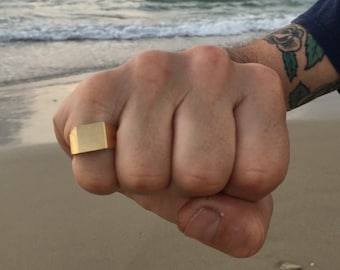 Anillo de sello, Anillo cuadrado de oro, Anillo de sello para el meñique, Anillo cuadrado de sello para hombre, Anillo de sello clásico para hombre, Anillo cuadrado de sello para el meñique, Anillo masculino