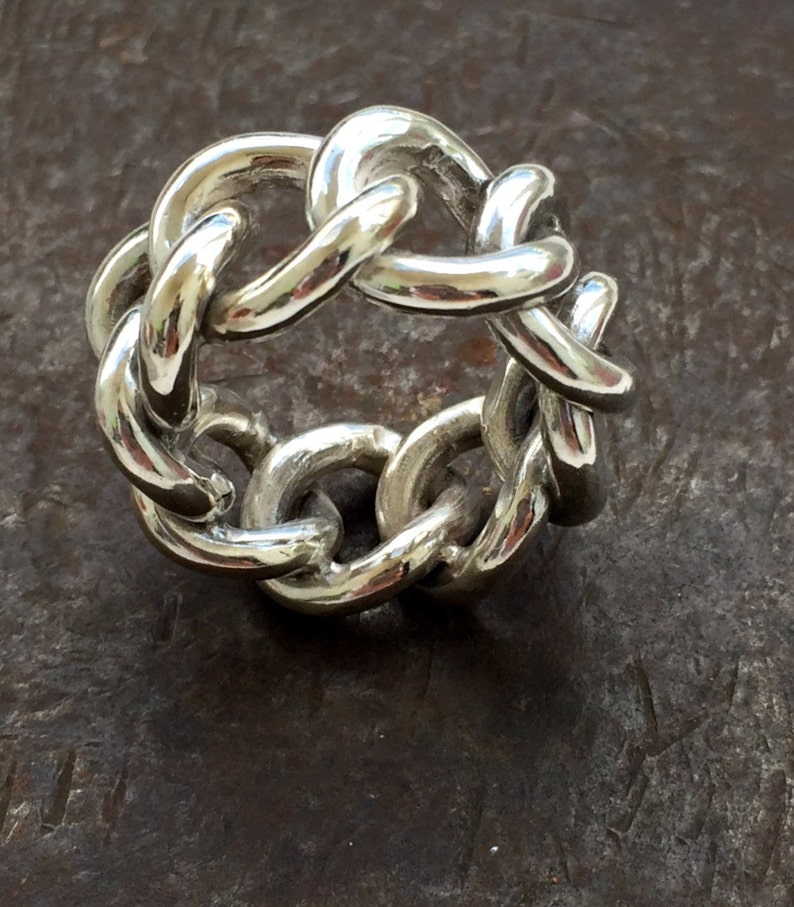Chain Ring 925 Sterling Silver Mens Ring Men's Big Ring Etsy