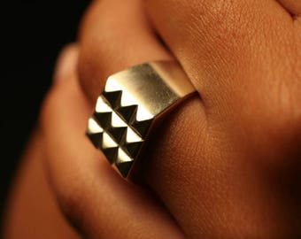 Signet ring, unique signet, Sterling silver ring, spikes ring, spikes jewelry, pinky ring, women's ring, rock and roll jewelry, goth jewelry