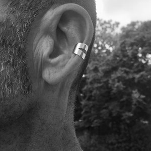 Orejera, orejera no perforada, orejera ancha de plata esterlina 925, arete de oreja de cartílago único, oreja de hombre, envoltura de oreja de plata esterlina