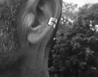 Ear Cuff, Non Pierce Ear Cuff, Wide Sterling Silver Ear Cuff 925, Single Cartilage Ear Cuff Earring, Men ear cuff, Sterling silver ear wrap