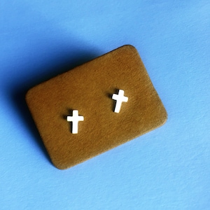 Cross earring stud, Tiny stud earrings, Sterling silver cross earrings, Silver cross stud earring, Small earrings, Tiny Silver Cross stud