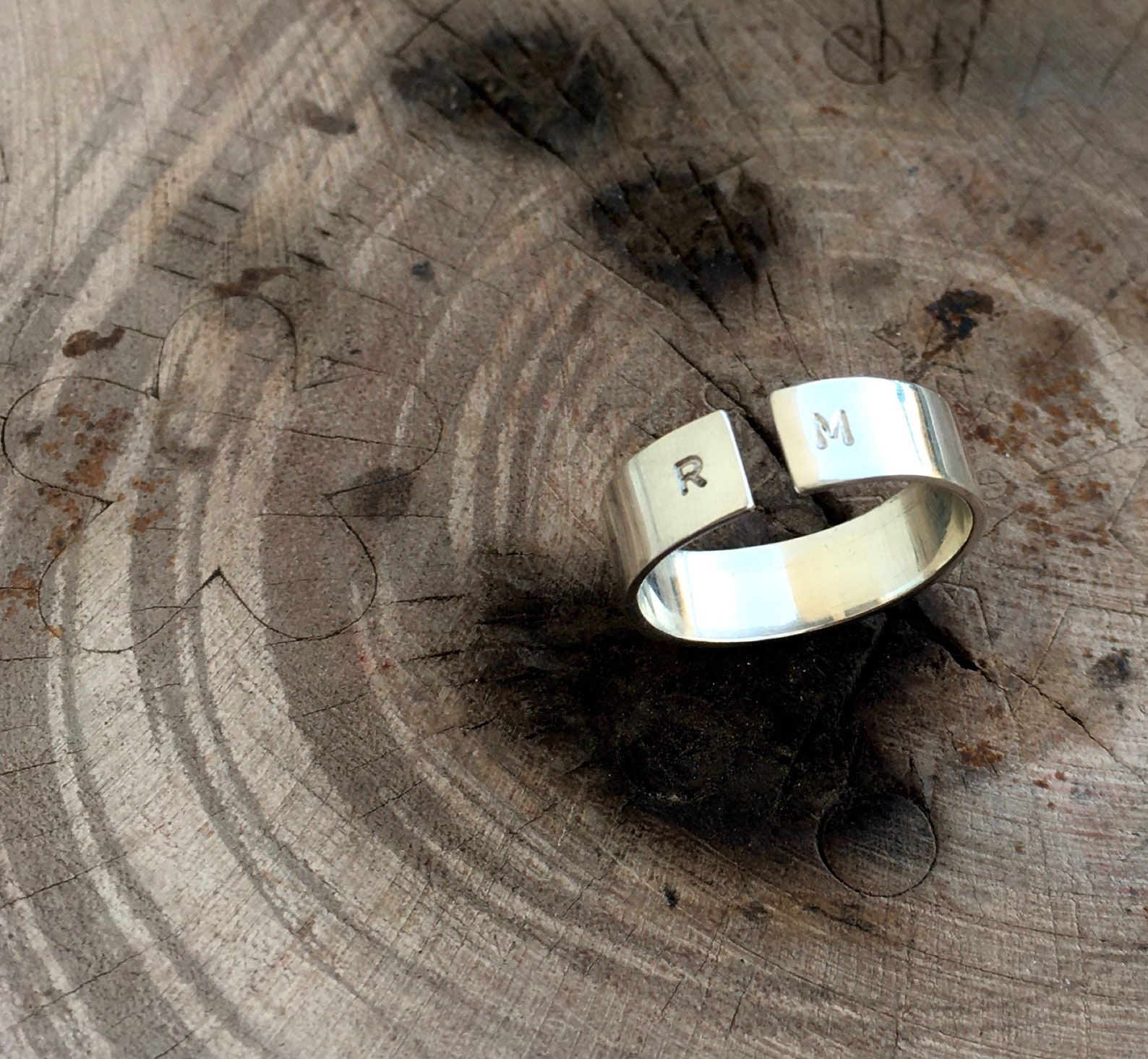 Mens Initial Ring Personalized Silver Ring Men Ring Silver Etsy