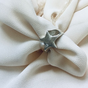 Silver Star Ring, Sterling silver star shiny ring, Solid statement 925 modern ring, Statement geometric ring, Zircon ring, Signet rings