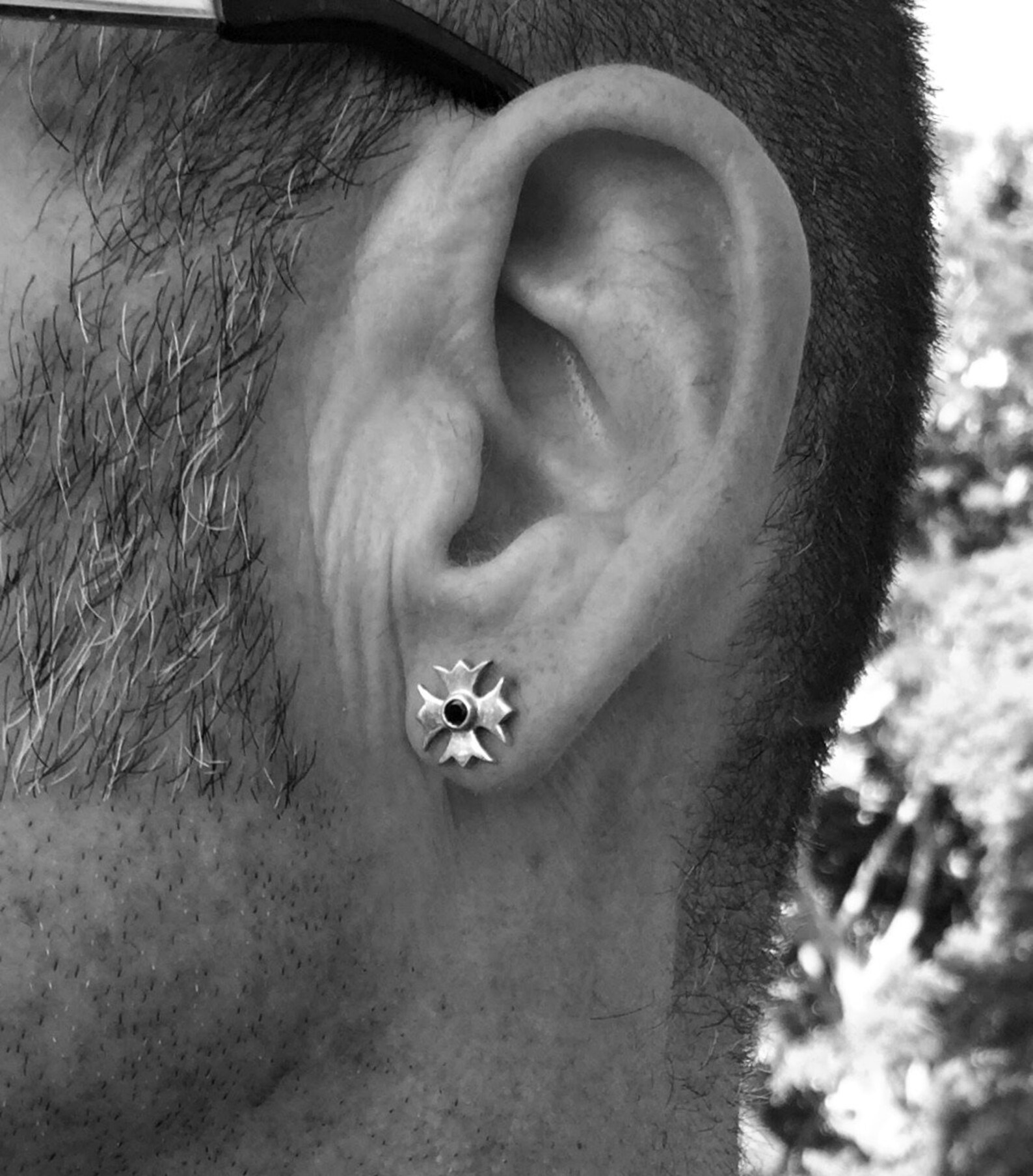 Men's Jewelry Cross Stud Earring 925 Sterling Silver Etsy