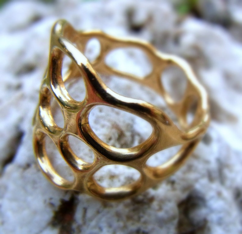 Women Ring Wide Gold Ring Gold Lace Ring. 14 Karat Gold Etsy