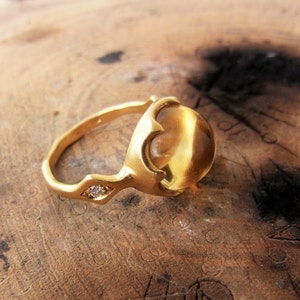 Citrine ring, Gold ring with gem stones, Alternative unique engagement ring, Cocktail ring, Ring with Citrine, Gem ring, Women gold gem ring image 5