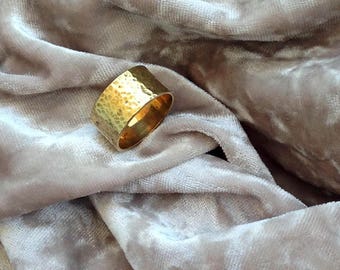 Wide wedding band, Gold wedding band, Band ring, Gold band, 14 karat wedding band, Bridal ring, Wide gold ring, Hammered Wedding Ring