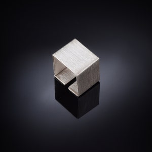 Bague de déclaration en argent sterling, bague réglable, bague minimaliste, bague géométrique, bague carrée, bague en argent 925, bague moderne, bague inhabituelle