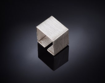 Sterling Silver Statement Ring, Adjustable ring, Minimalist ring, Geometric ring, Square ring, 925 silver ring, Modern ring, Unusual ring
