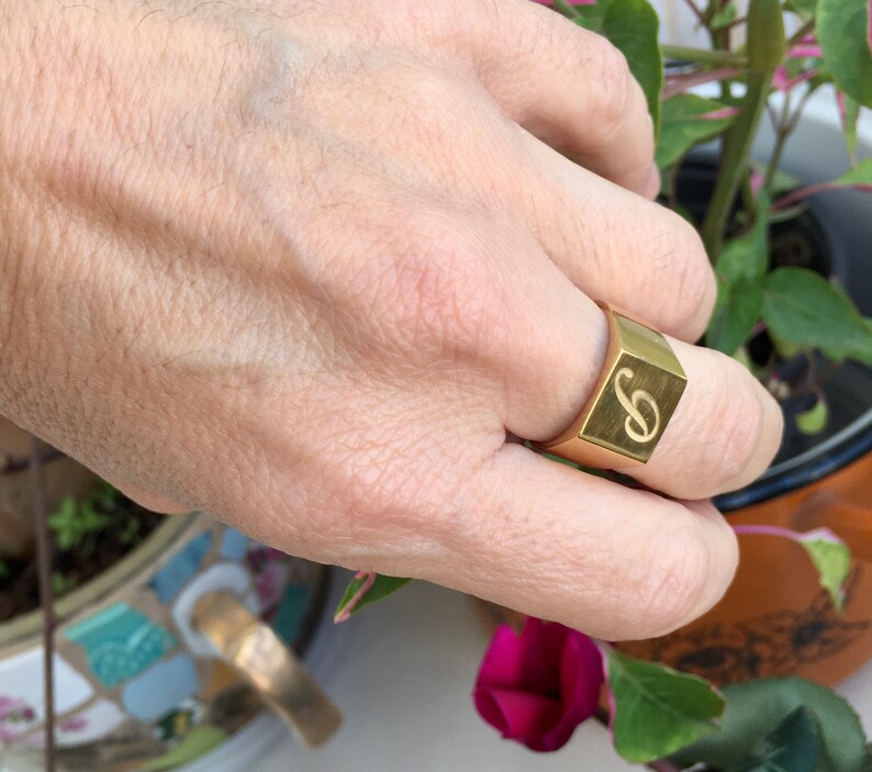 Monogram Signet Ring Letter Ring Gold Ring Personalized - Etsy
