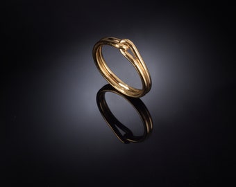 Infinity-Ring, kleine Gold-Ring, Versprechen Ring, Jahrestag ring, Liebe Ring, Knoten Ring, Gelbgold Ring, minimal Ring, zarte zierliche Ring