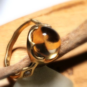 Citrine ring, Gold ring with gem stones, Alternative unique engagement ring, Cocktail ring, Ring with Citrine, Gem ring, Women gold gem ring image 7