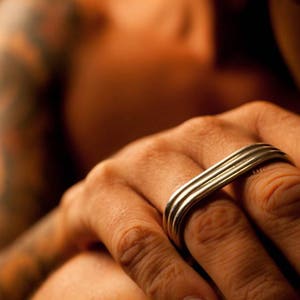 Two-finger rings, Double ring, Statement ring, Sterling Silver men ring, Alternative ring, Double finger ring, Heavy metal rockers ring