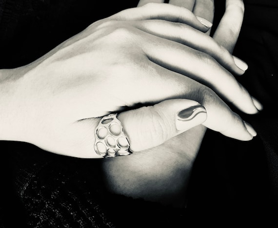Thumb ring, Modern ring, Contemporary ring, 925 Silver ring, funky ring, Circles Women's Ring, Wide rings, Open Band Ring, Lace Ring
