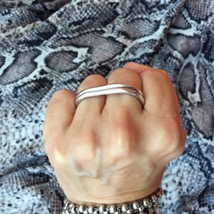 Ring for two fingers, Silver double ring, Two-finger rings, Double ring, Statement ring, Sterling Silver ring, Alternative ring, Modern ring