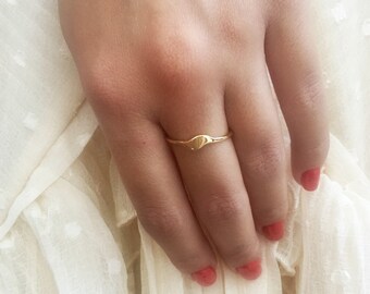 Bridal Ring, Bride Ring In Gold, Wave ring, Dainty Ring, Stackable Dainty Ring, Solid Gold Ring, 14K Solid Gold Thin Band, Delicate ring