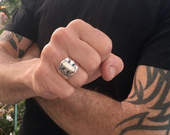 Silver Cross Ring, Men's ring, 925 Sterling silver men's rings, Cross ring, Male ring, Wide men ring, Armor ring, Bikers rings, Gothic ring