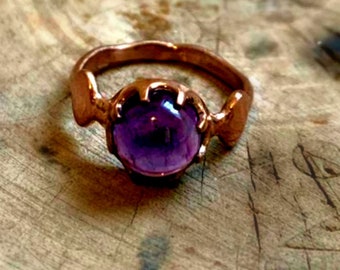 Natural Amethyst Ring, Rose gold Amethyst Ring, Purple gem ring, Amethyst Ring, Solitaire ring , Gem Ring, February Birthstone,