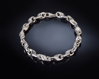 Men's Sterling Silver Bracelet, Thick Mens Bracelet, Solid Silver Chain Bracelet, Gourmet Bracelet, Silver Links Bracelet, 925 men jewelry