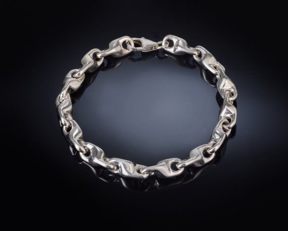Men's Sterling Silver Bracelet, Thick Mens Bracelet, Solid Silver Chain Bracelet, Gourmet Bracelet, Silver Links Bracelet, 925 men jewelry