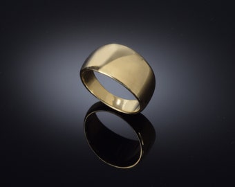 Gold Ehering, Goldring, Gelbgold Ehering, Breiter massiver Goldring, Vergoldeter Bandring, 14k Gelbgold breiter Ehering