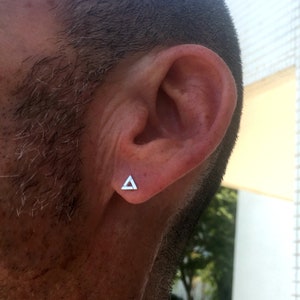 Men's Triangle Earrings, Stud Earrings Mens, 925 Stud Earrings, Triangle Stud Earring, Silver Earrings, Minimalist Geometric earrings