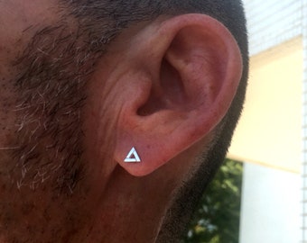 Men's Triangle Earrings, Stud Earrings Mens, 925 Stud Earrings, Triangle Stud Earring, Silver Earrings, Minimalist Geometric earrings