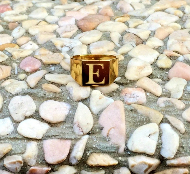 Engraved Ring Personalized Jewelry for Men Letter Etsy