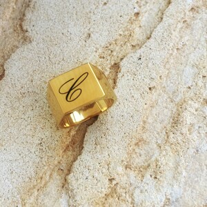 Anillo de sello personalizado, personalizar anillo, anillo inicial, anillo grabado, anillo de sello, regalo de aniversario, regalo de marido, regalo de novia