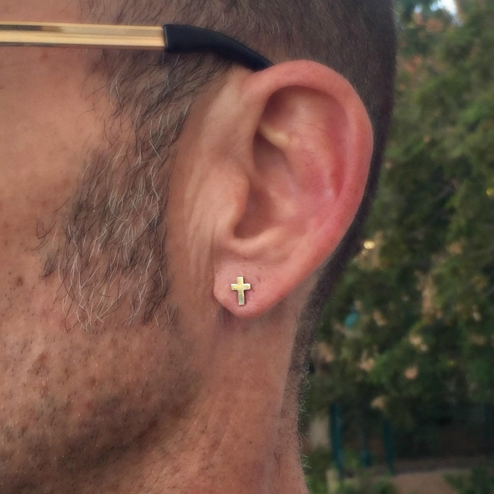 Men Earrings Cross Earrings Sterling Silver Cross Earrings Etsy